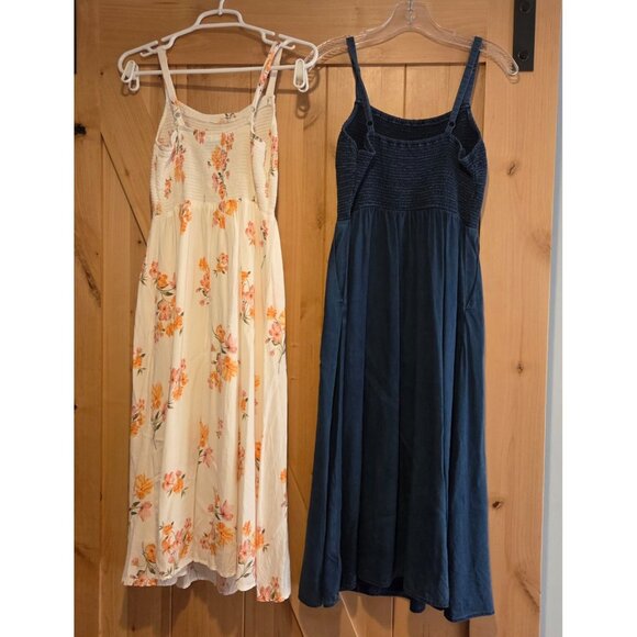 Lot of 2 Old Navy Size XS Cami Dress Floral Chambray Adjustable Strap Smock - Picture 2 of 16